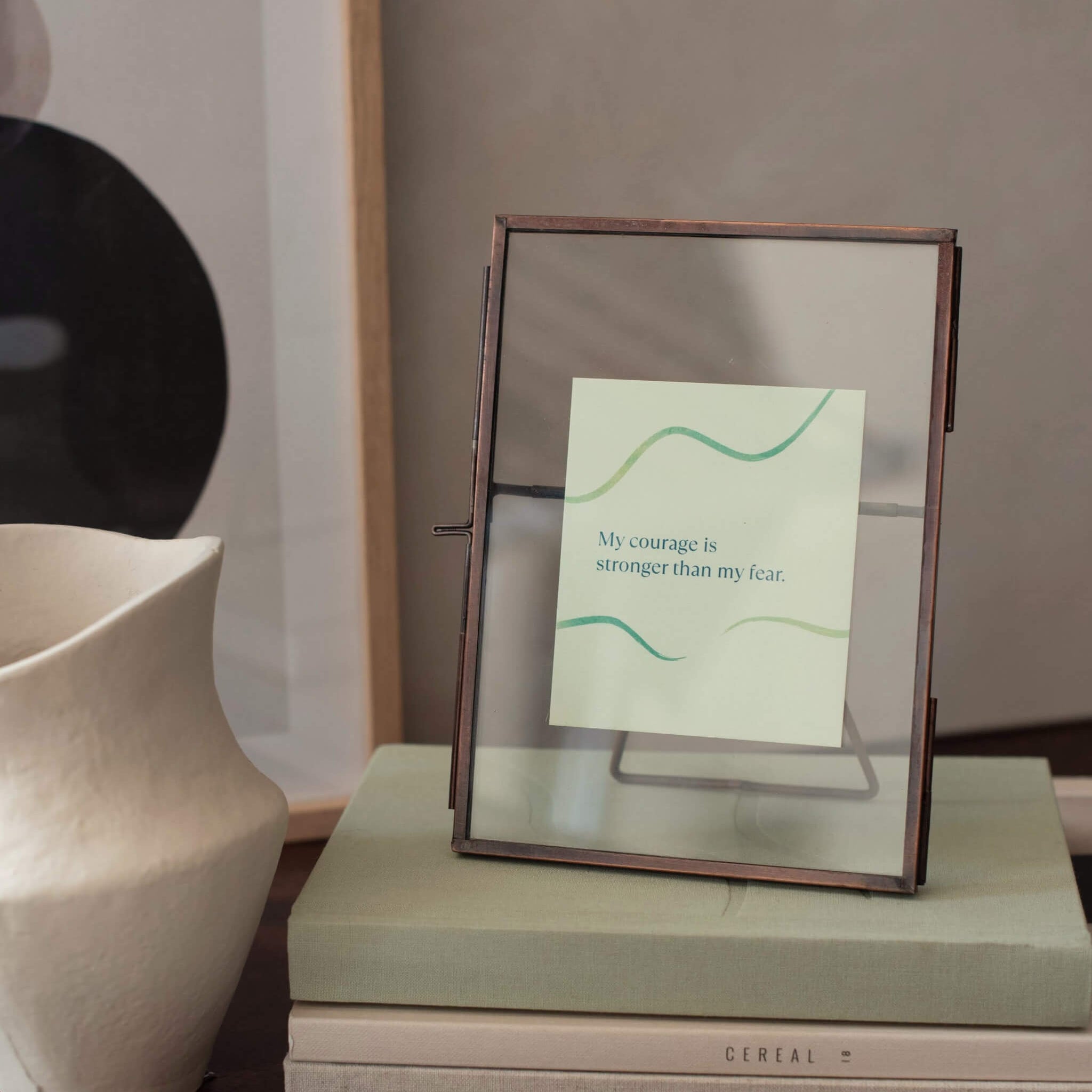 affirmation card in frame courage