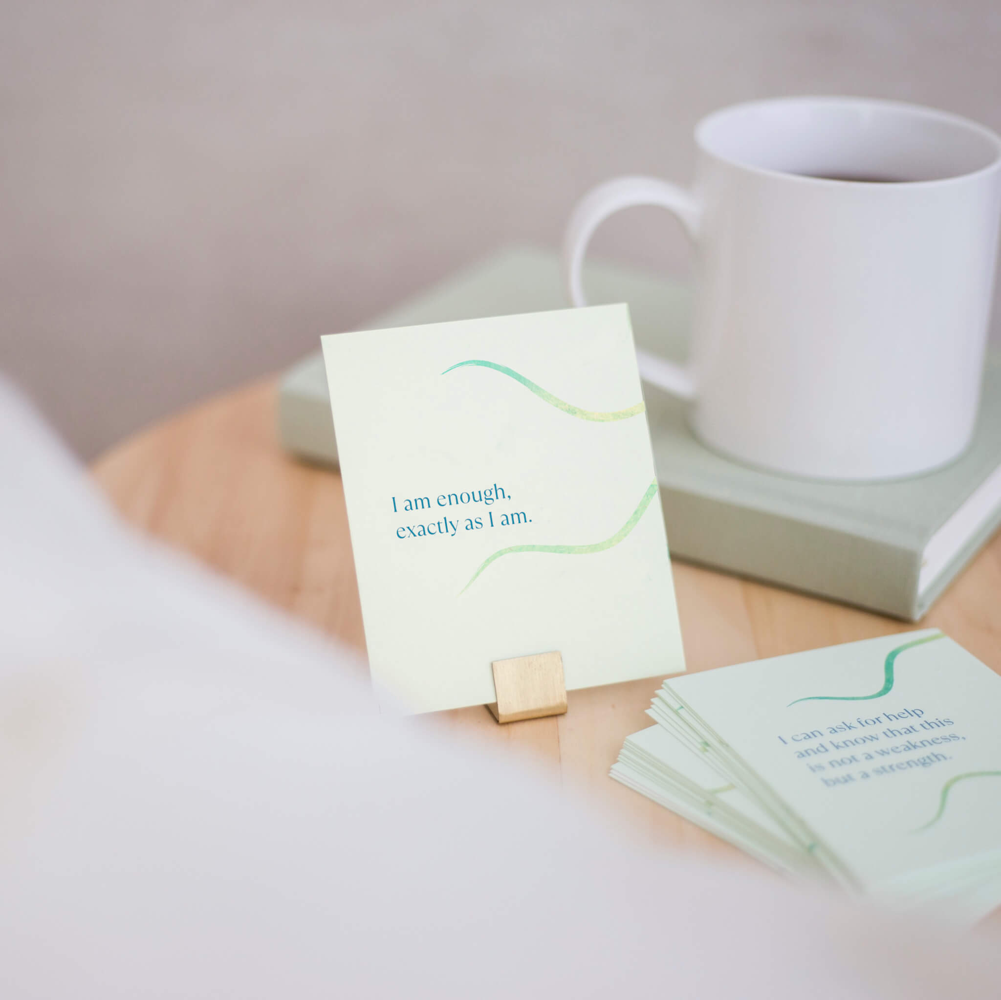 affirmation card stand holding affirmation card i am enough