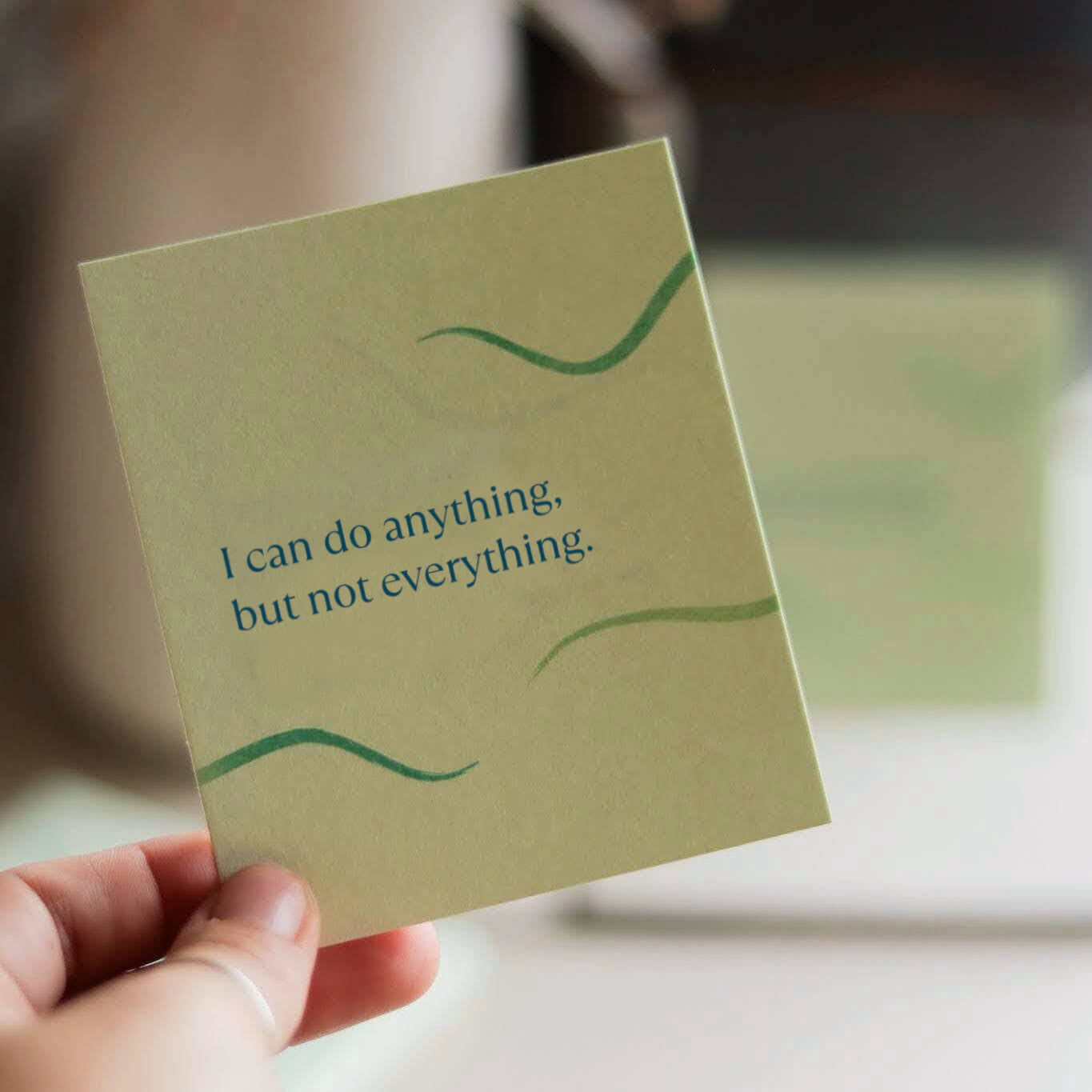 affirmation card with message i can do anything ut not everything