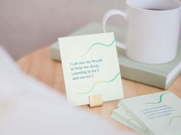 sleep affirmation card on stand