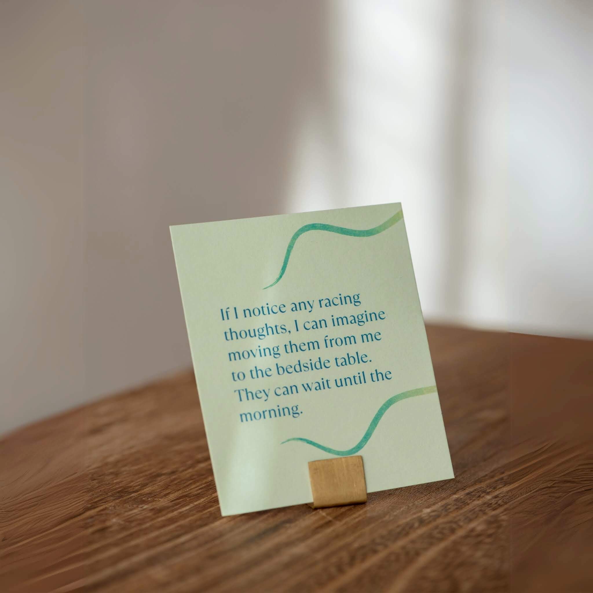 sleep card on stand