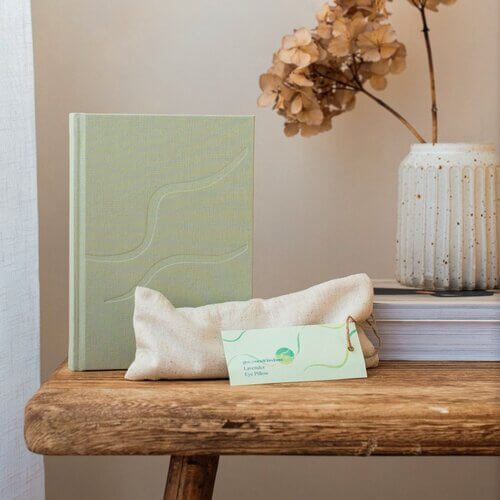 give yourself kindness journal and eye pillow bundle