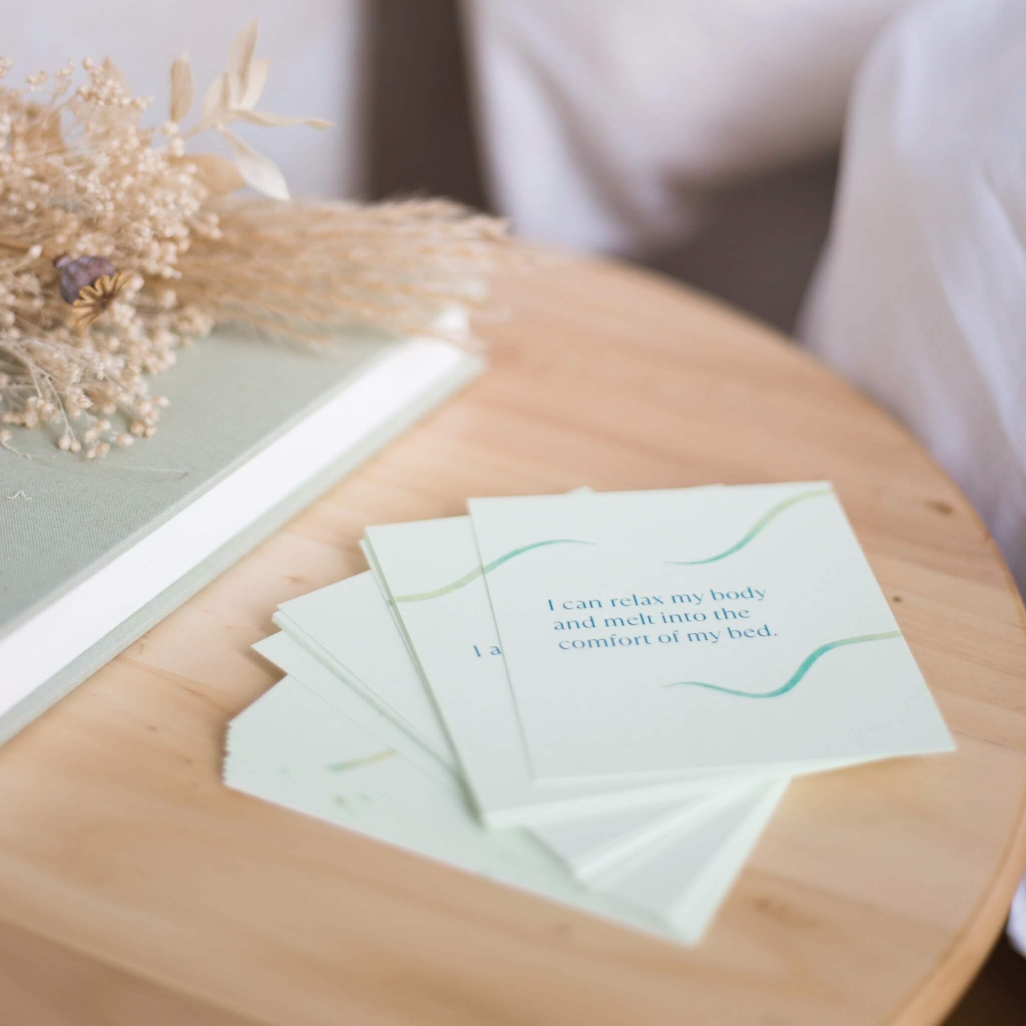 sleep affirmation cards inside affirmation gift box